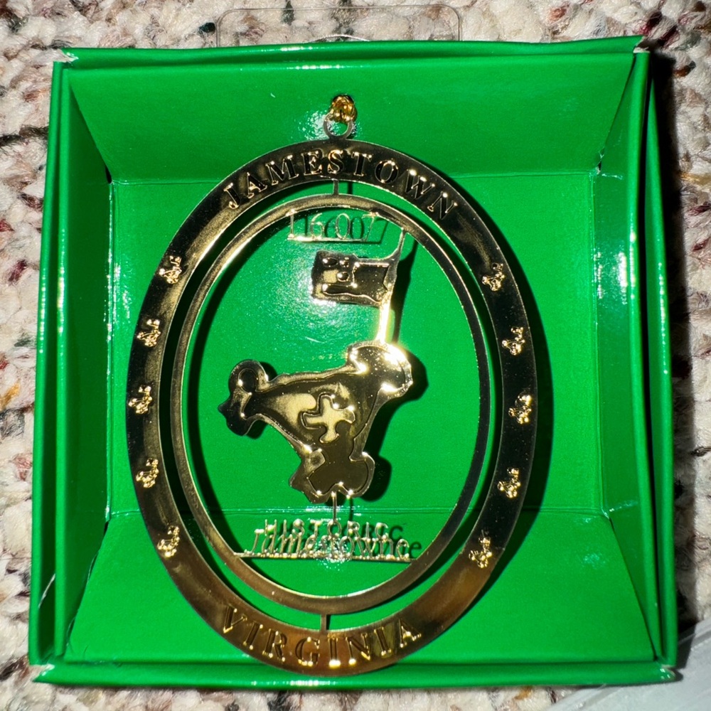 Historic Jamestown Christmas brass ornament